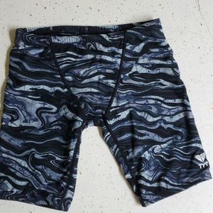 Boys TYR Swim size 24 jammers black grey *